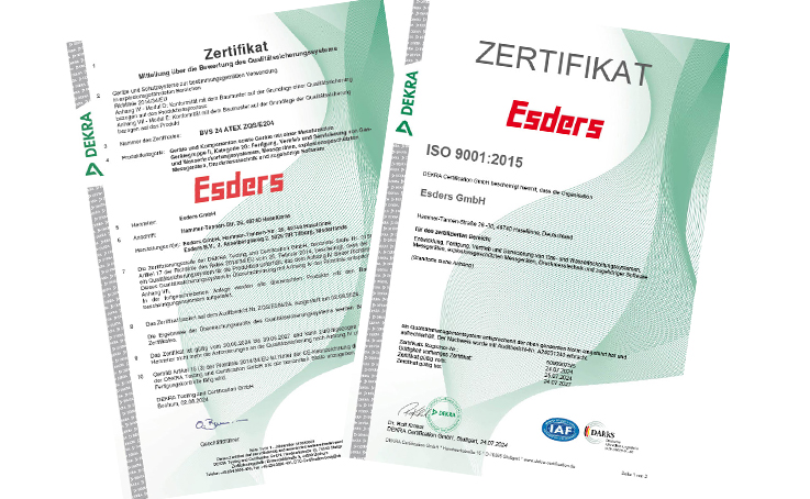 Zertifikate ATEX und ISO 2024-2027