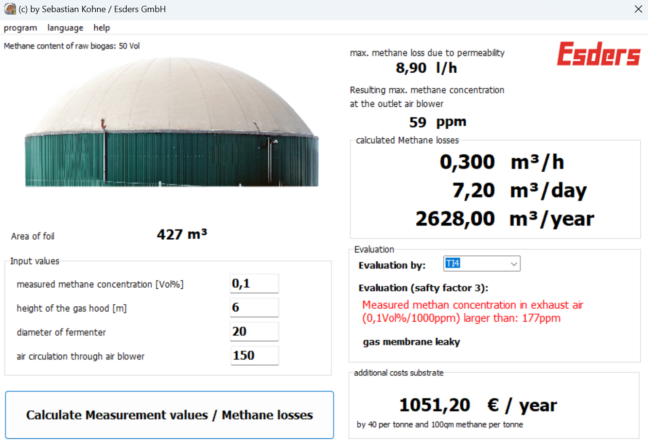 Biogas plants – measuring the exhaust air flow (cross-air monitoring) with OLLI